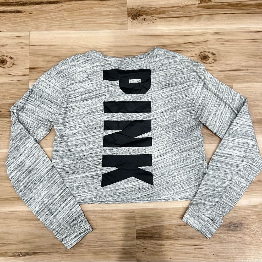 Victoria’s Secret PINK Heather Grey Black Cropped Shirt Women’s Small